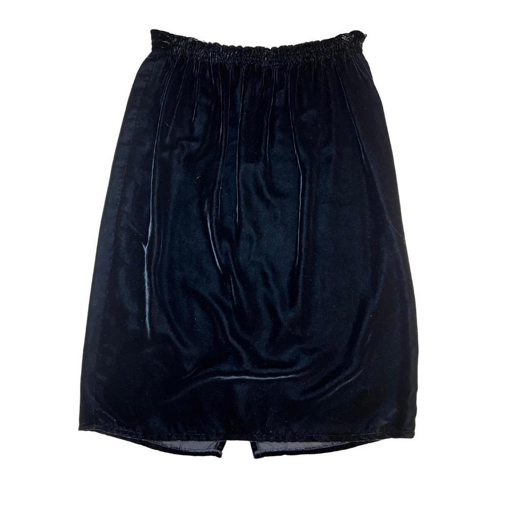 Vintage Zoran Black Velvet Elastic Waisted Skirt 100% Silk Size 6